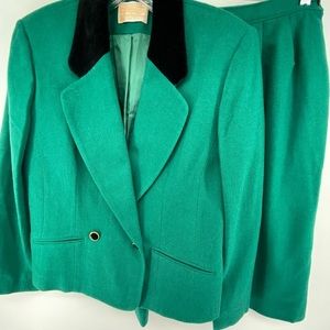Pendleton Vintage Sz 6 Green Wool 2pc Suit Velvet Collar‎